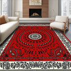Crimson Black Floral Medallion Border Rug