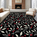 Christmas Holly Berry Leaf Garland Rug