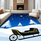 Winter Night Sleigh Stars Snowscape Rug