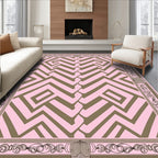 Pink Olive Geometric Maze Frame Rug
