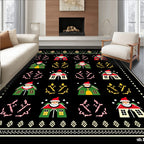 Christmas Characters Village Black Rug