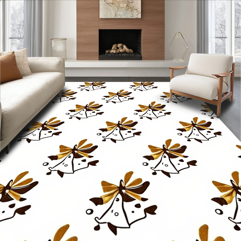 Gold Amber Festive Bell Repeating Pattern Rug