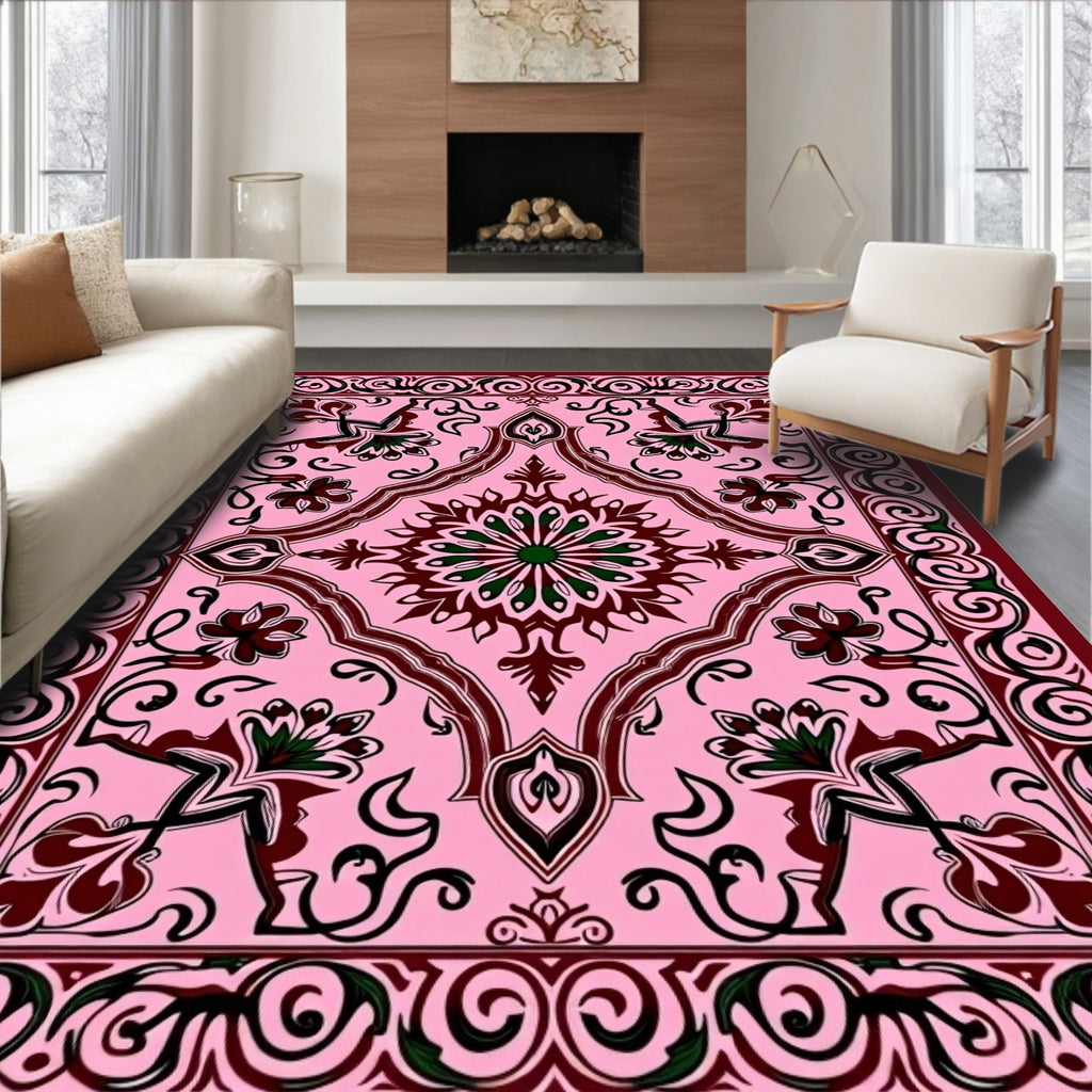 Crimson Vine Garden Blooms Rug
