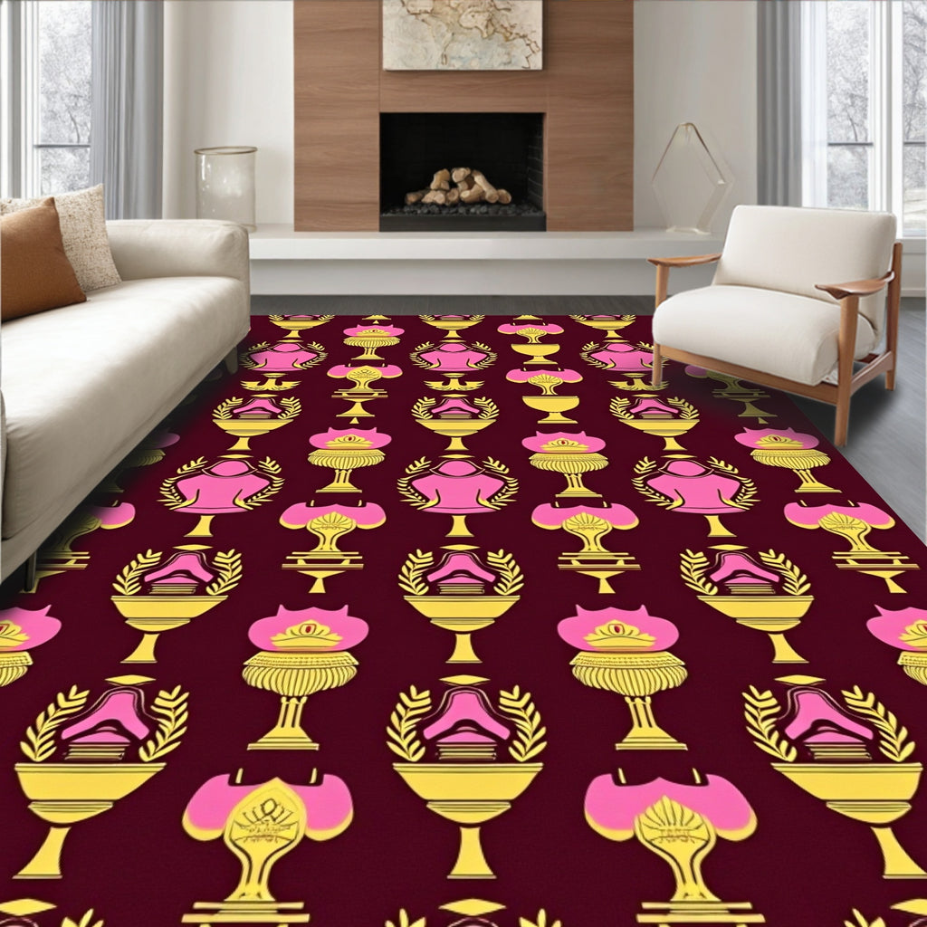 Pink Gold Trophies Geometric Repeats Rug