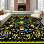 Bold Yellow Blue Sun Mandala Rug