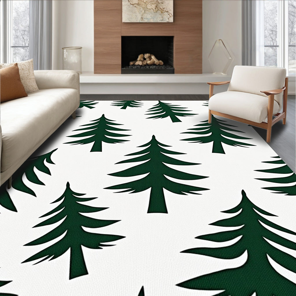 Deep Green Evergreen Forest Scatter Rug