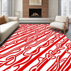 Crimson White Curved Stripe Harmony Rug