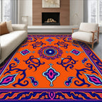 Vibrant Orange Floral Medallion Rug