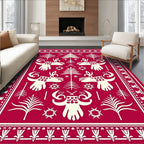 Crimson Folk Reindeer Forest Accents Rug