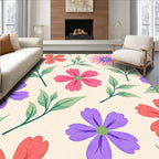 Cheery Rainbow Floral Garden Art Rug