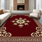Crimson Medallion Golden Border Rug