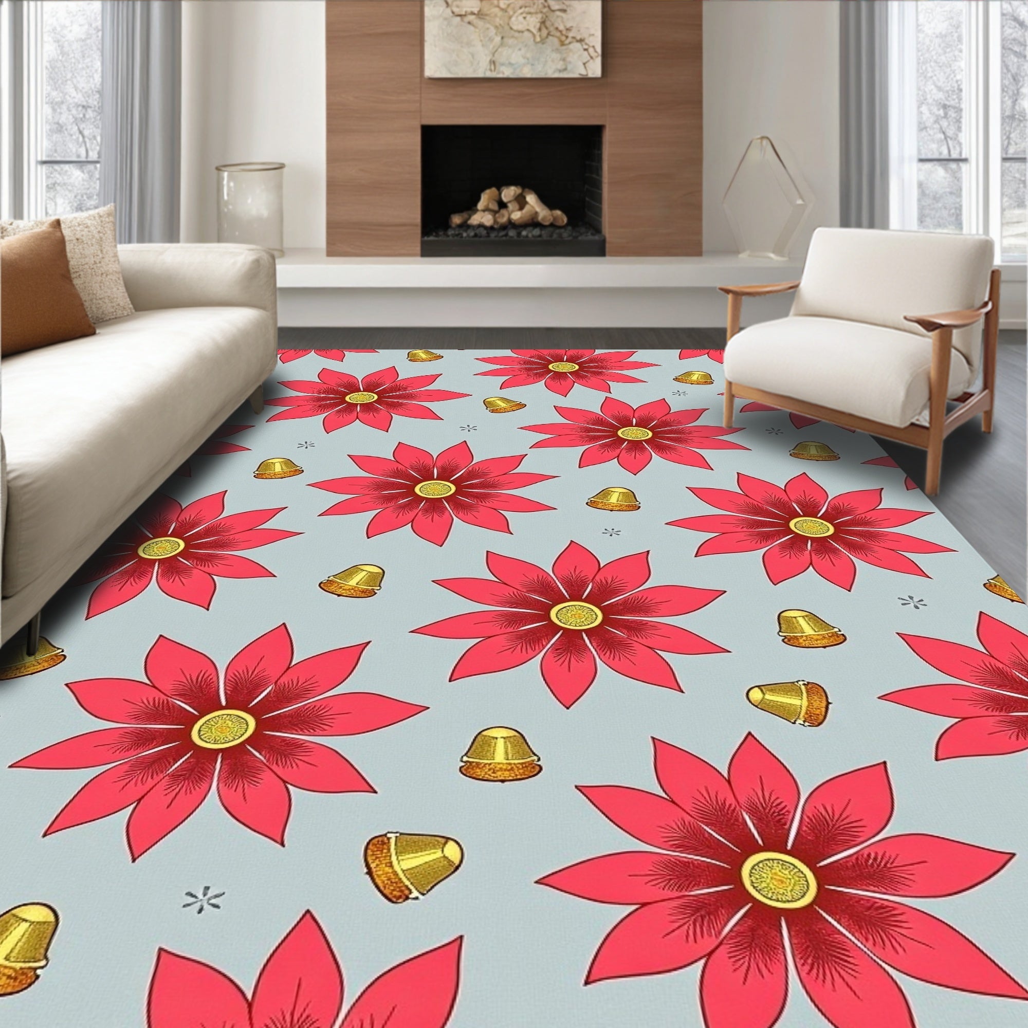Crimson Floral Thimble Repeat Rug