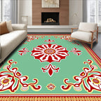 Red White Floral Medallion Mint Rug