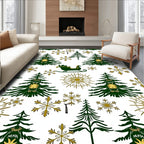 Green Pine Snowflakes Gold Sleigh Rug