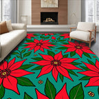 Crimson Red Poinsettia Garden Repeat Rug