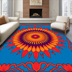 Vivid Crimson Sunburst Medallion Rug