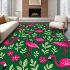 Hot Pink Flamingo Tropical Garden Rug