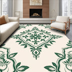 Forest Green Ornate Blossom Frame Rug