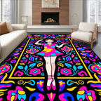 Vibrant Colorful Dancer Floral Frame Rug