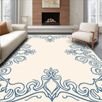 Elegant Blue Scrollwork Frame Rug