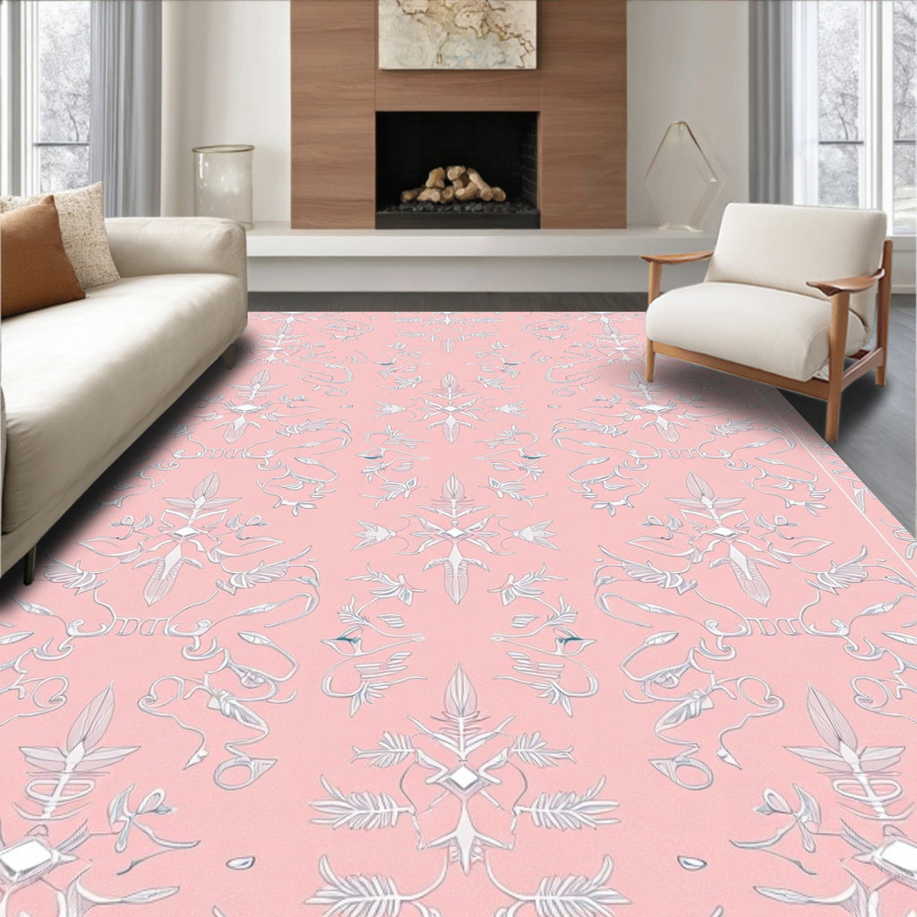 Pale Pink Floral Medallion Rug