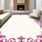 Ornate Pink Floral Vine Border Rug