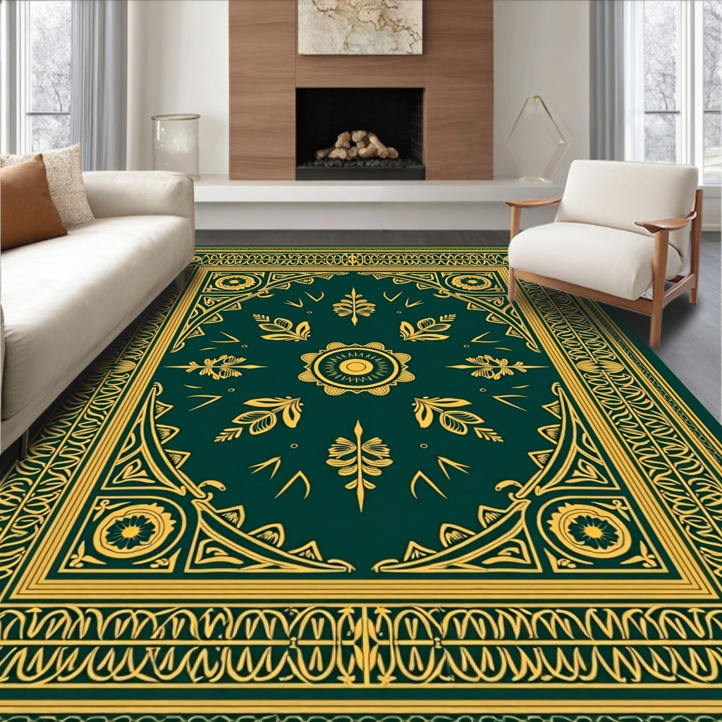 Emerald Gold Ornamental Floral Rug