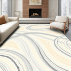 Soft Cream Abstract Swirl Line Rug