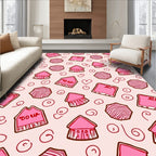 Pink House Swirl Abstract Collage Rug