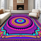 Vibrant Pink Purple Sunburst Medallion Rug