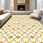 Gold Geometric Lattice Arabesque Rug