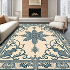 Elegant Teal Floral Arabesque Rug