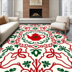 Red Green Teapot Scrollwork RepeatingRug Rug
