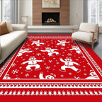 Red Gingerbread People Snowflake Rug