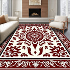 Crimson Tribal Sunburst Medallion Rug
