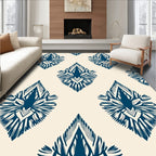 Deep Blue Floral Drop Rug