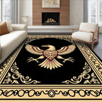 Golden Eagle Crest Black Rug