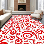 Bold Red Swirl Curlicue Abstraction Rug
