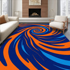 Dynamic Blue Orange Swirl Rug