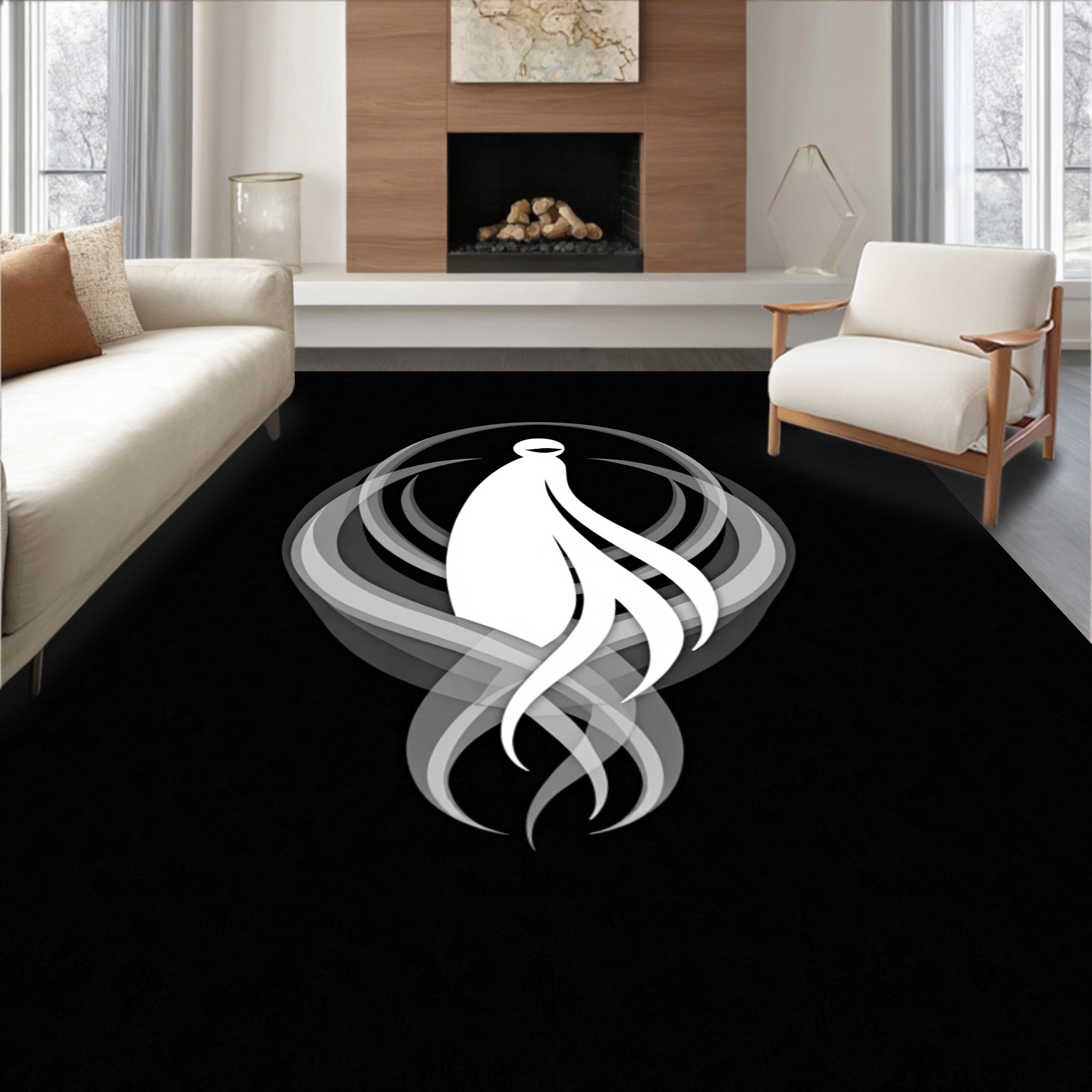 Mysterious White Figure Aura Rug