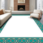 Teal Chain Link Border Rug