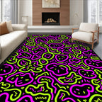 Vibrant Pink Neon Organic Shapes Rug