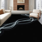 Abstract White Smoke Waves Rug