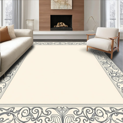 Art Nouveau Ivory Floral Border Rug