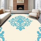 Aqua Damask Flourish Cream Rug