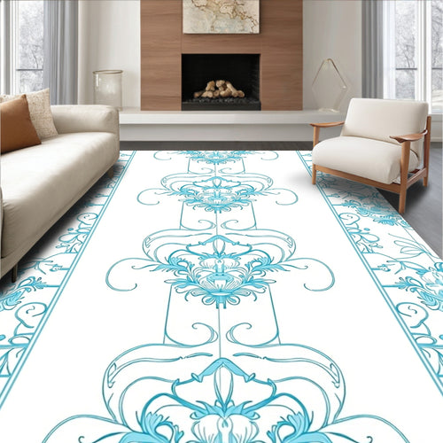 Aqua Nouveau Floral Pillar Rug