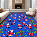 Holiday Santa Claus Red Poinsettia Border Rug