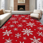 Festive Red Snowflake Collage Rug