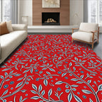 Red Blue Branch Berry Whimsical Rug