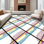Energetic Rainbow Diagonal Stripe Grid Rug